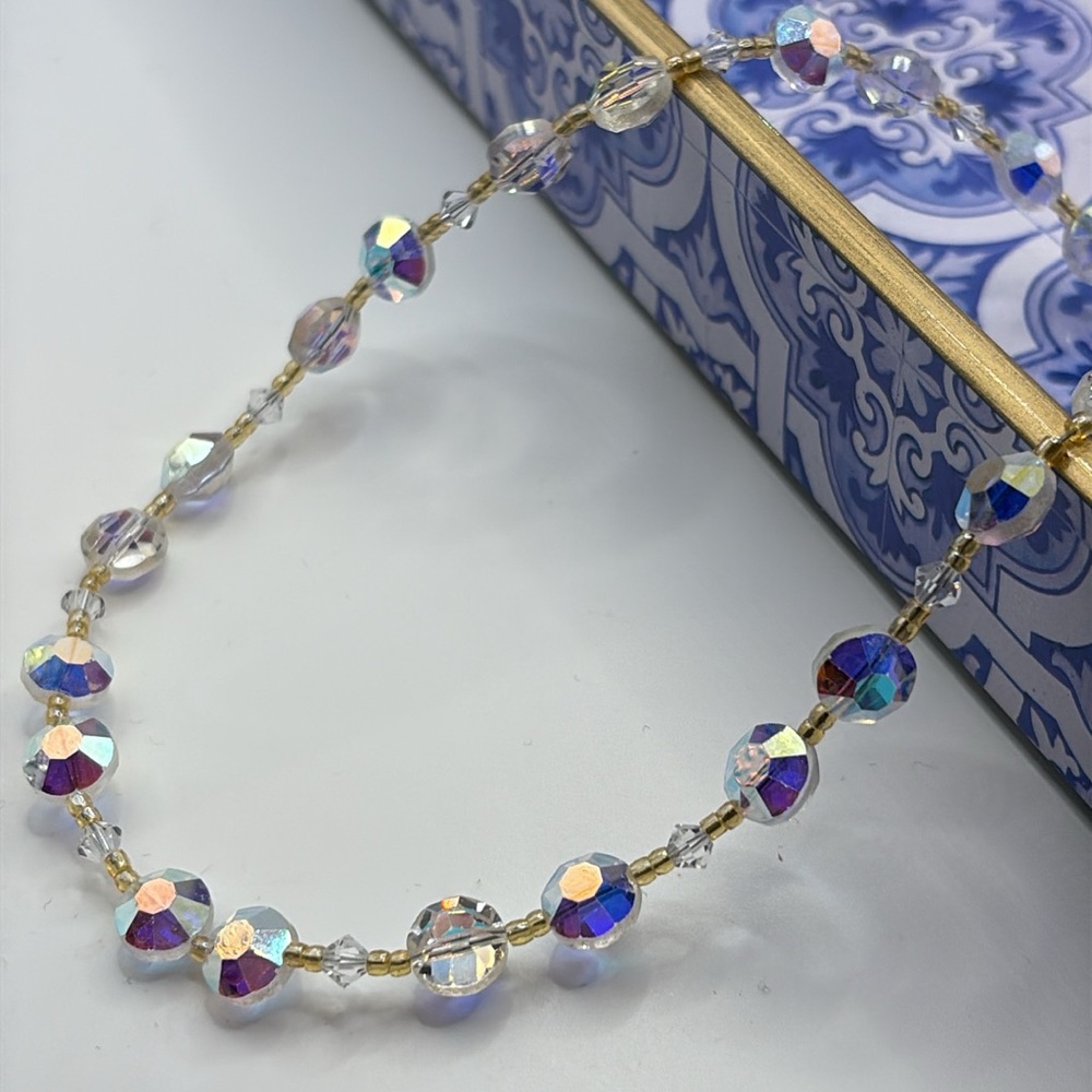 Mary Millsaps Ab Crystal 925 Sterling Silver Dazzling Necklace 15-16” Choker